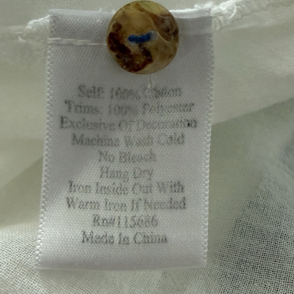 Johnny Was 3J Workshop White Embroidered Boho Tunic Women's L Fairy Festival - Picture 9 of 9